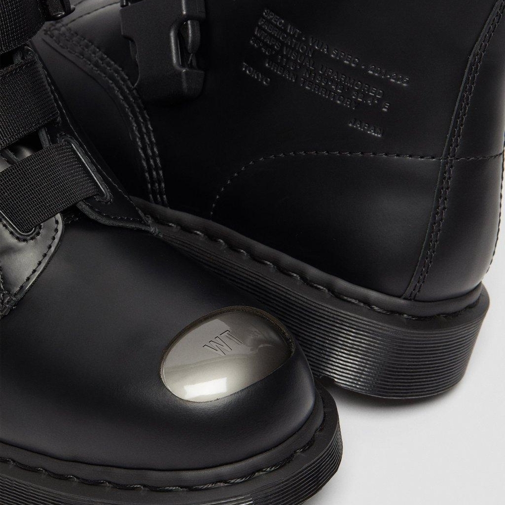 Dr. Martens WTAPS collab RARE steel toe biker Mono Black Leather Buckle Straps 8 - Picture 10 of 11
